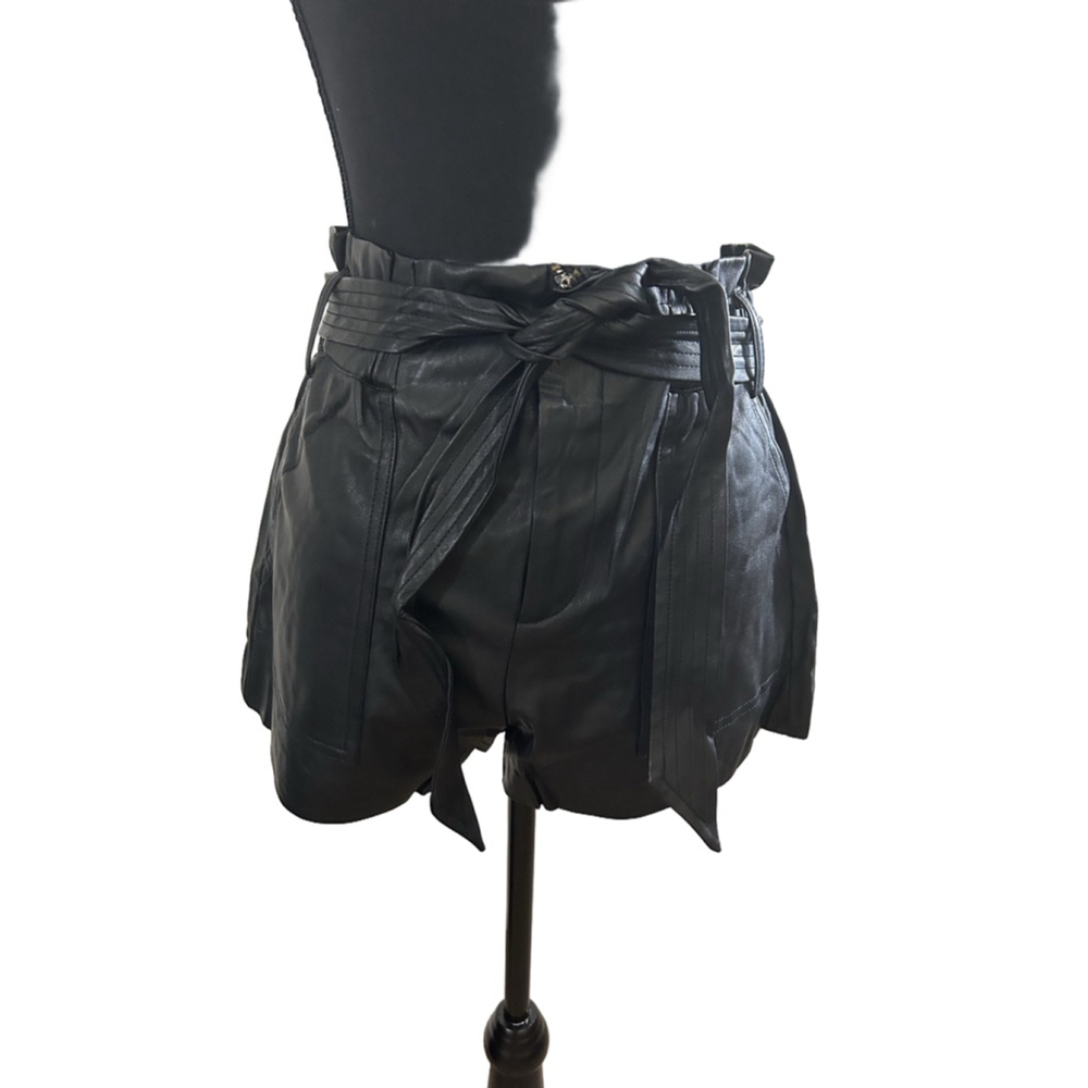 Silent NY Black Faux Leather Shorts with Belt Shorts Size 26